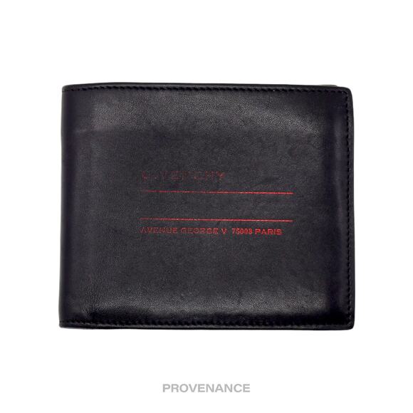 🔴 Givenchy 8CC Address Bifold Wallet - Black Leather - Picture 1 of 9